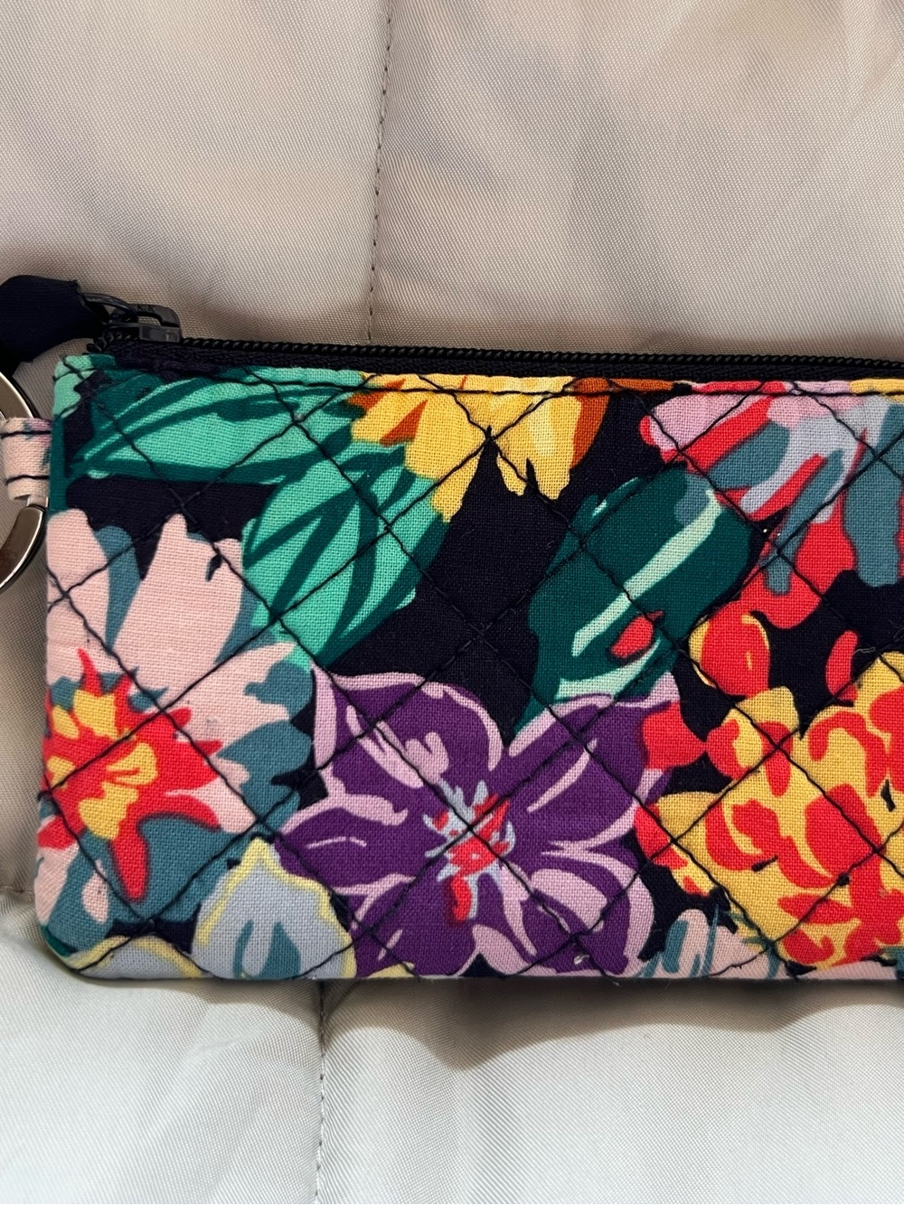 Vera Bradley Quilted Floral Wristlet in Navy Multicolor